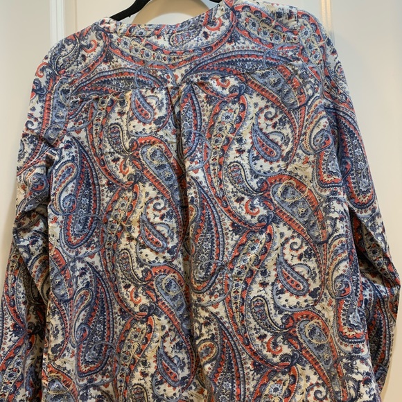 J Jill multicolored Button Down Shirt Paisley Small armpit to armpit 21” pleated - Picture 5 of 5